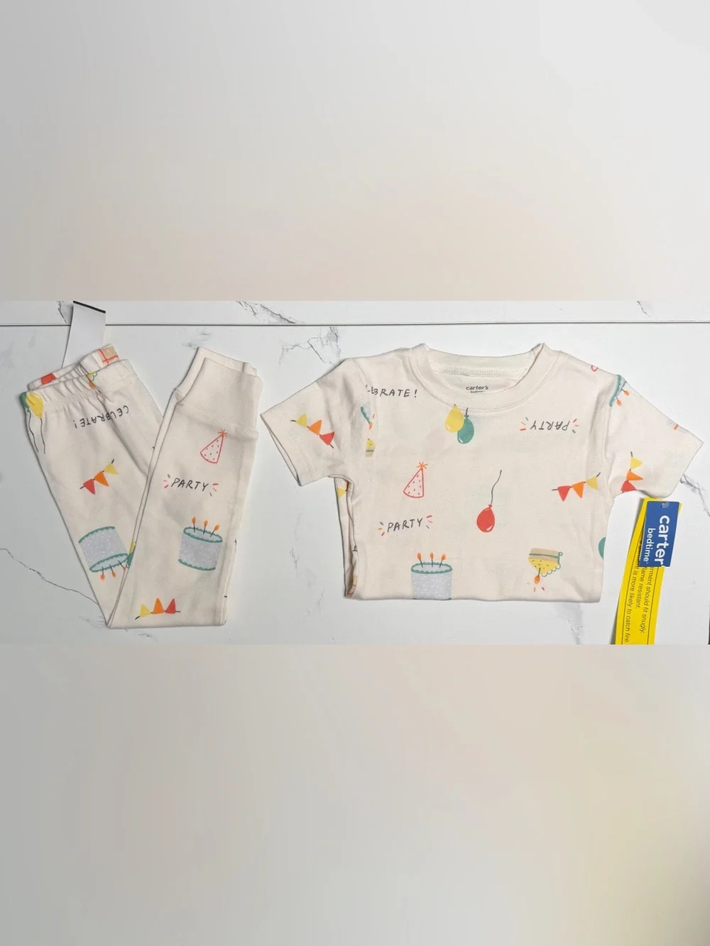 Carter's Cream Short Sleeve Party Graphic Tee & Pants with Colorful Prints